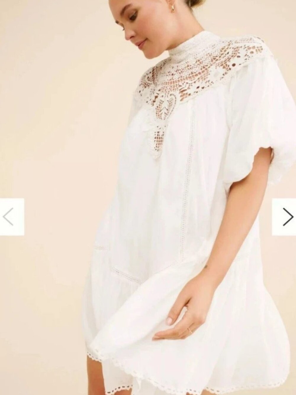 NWT Anthropologie High Neck Lace Tunic Mini Dress.  Size S. M. M